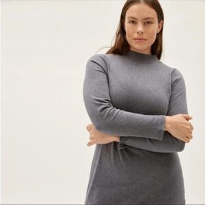 Everlane Gray Cotton Mock Neck Dress Size Small Shirt Dress Casual